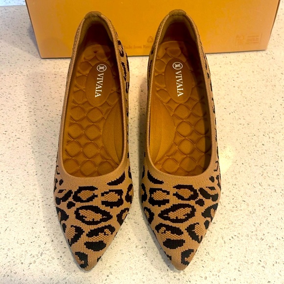 NIB Vivaia Leopard Print Margot Square-toe Wedge New in Box Size 7.5 EU 38 - Picture 1 of 12